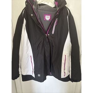 Everlast Black and White Winter Jacket with Pink-Purple Accents